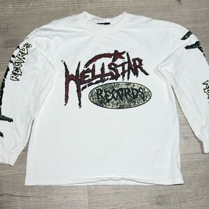 Hellstar White Long Sleeve Graphic Tee